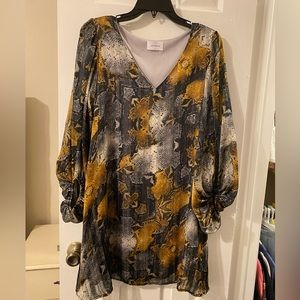 Long sleeve snake print dress